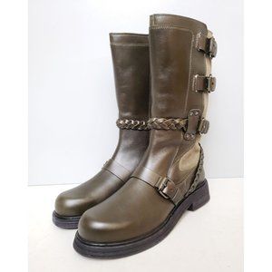 Free People Billie Buckle Boots in Forest Green